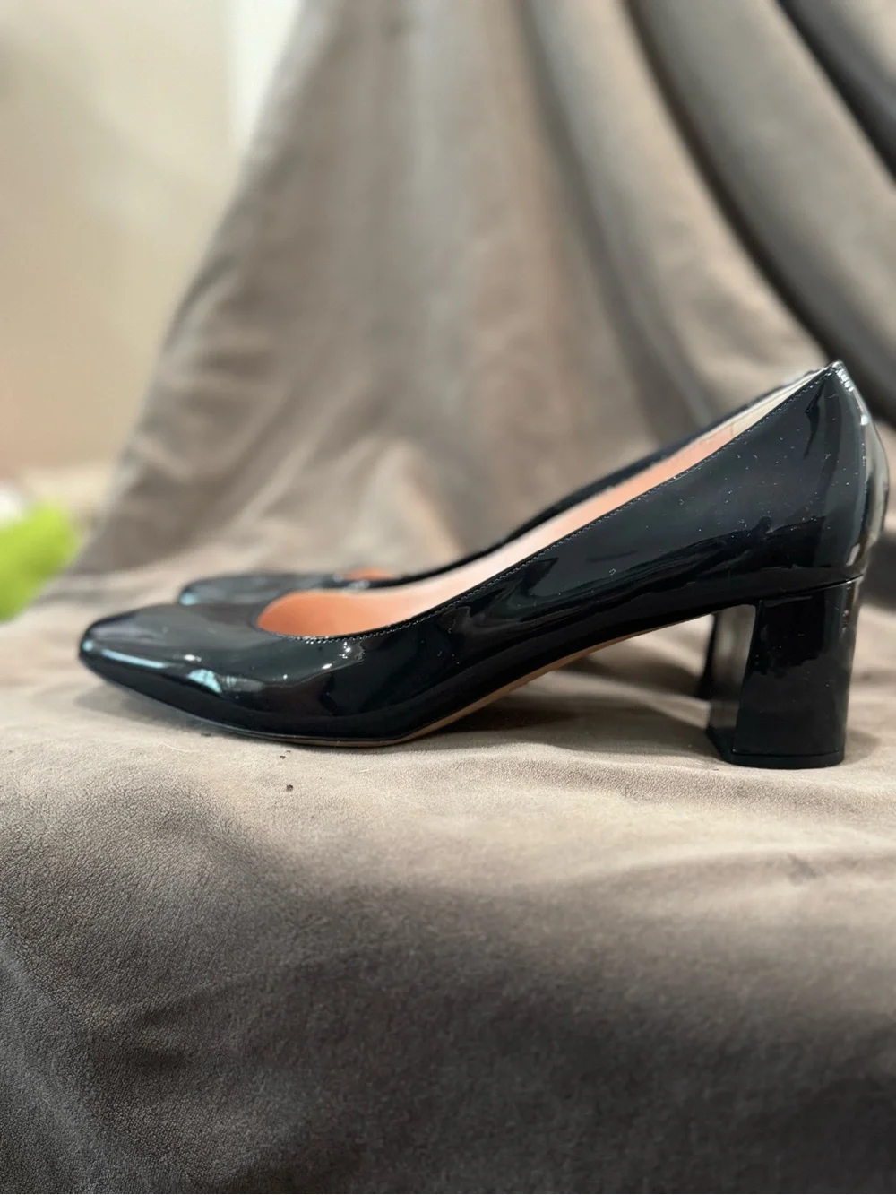 Kate Spade Classic Navy Blue Patent Low Block Heel Pumps - Women's